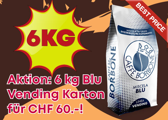 Aktion: Blu Vending Kaffee 6 kg, CHF 60 pro Karton